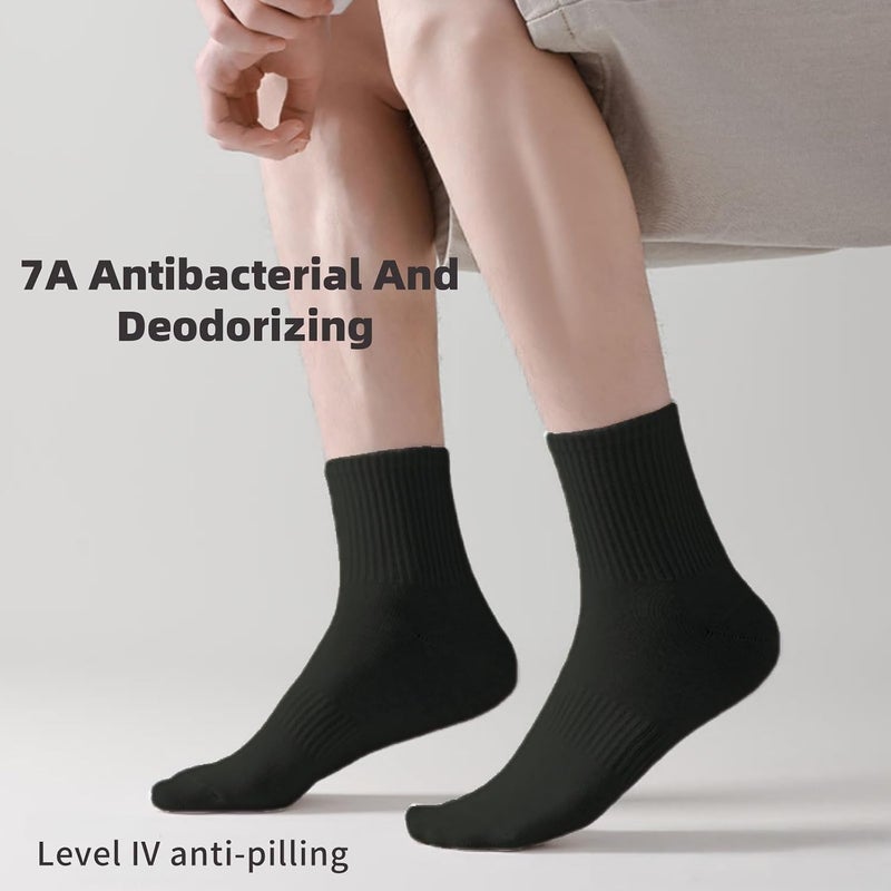 Lullaxx 100% Cotton Mid-Calf Socks 6-Pack,Breathable,Casual Comfortable Athletic,Odour Free Mens Socks For All Season - Image 4