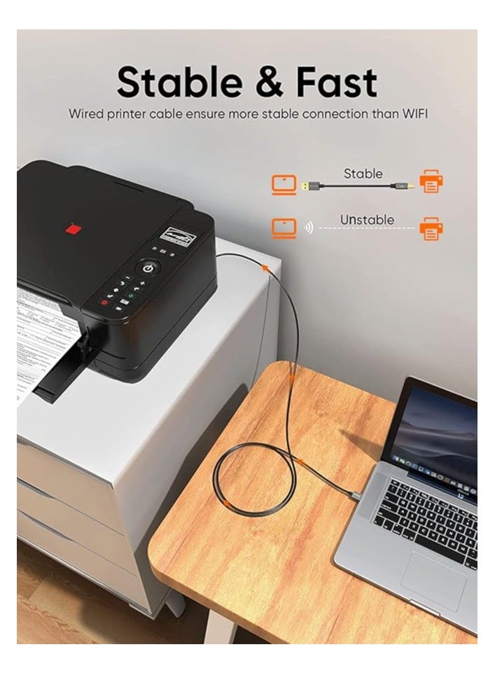 erorex USB Printer Cable 1.5M, USB A to B Scanner Cord, USB MIDI Cable, Compatible with HP, Cannon, Brother, Epson,Brother, Dell, Xerox, Samsung，Midi Keyboard, Instrument, Piano, Dac - Image 5