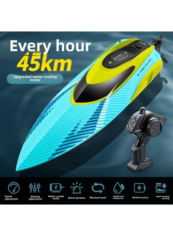 S3 Ultra-long Endurance Remote Control Boat High-speed Remote Control Speedboat 360 Rotating Children's Electric Boat Model Toy-Color:S3-super Large Water Cooling 45 Speed [Green]]  - Image 1
