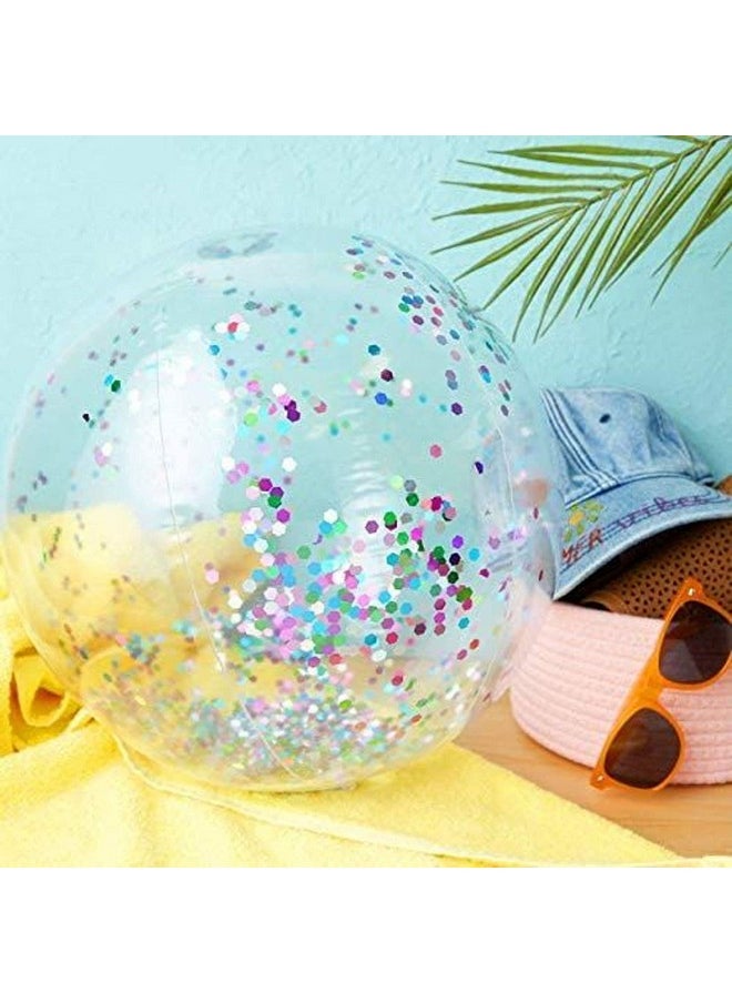 Blue Panda - Gold And Turquoise Inflatable Glitter Beach Balls (20 Inches 4 Pack) - Image 1
