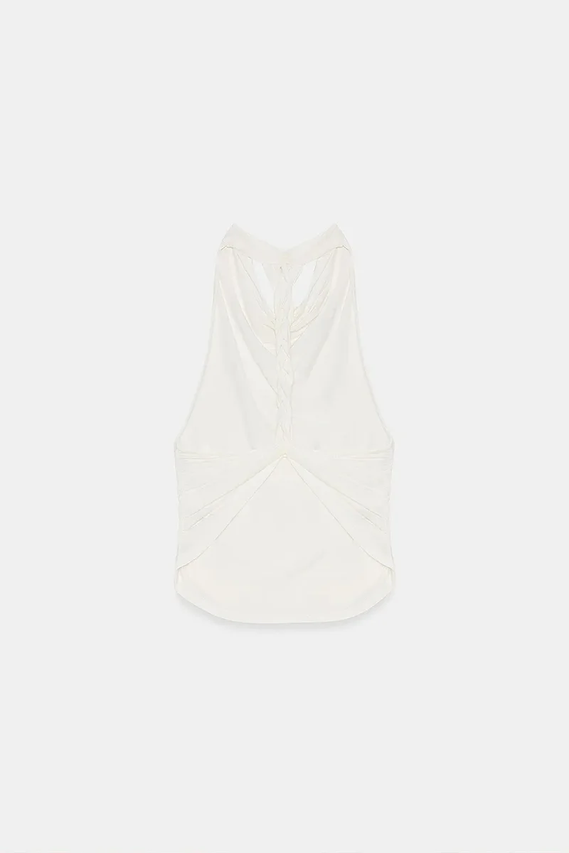 Dilvin Cream Natural DILVIN Sleeveless Backless Cowl Neck Blouse for Women | Best Price UAE