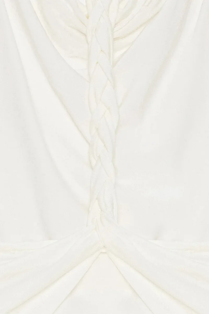 Dilvin Cream Natural DILVIN Sleeveless Backless Cowl Neck Blouse for Women | Best Price UAE