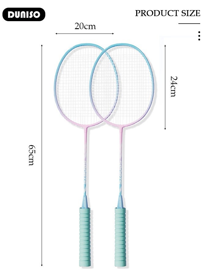 DUNISO Badminton Rackets Set 2 Player, Premium Lightweight & Durable, Ferroalloy Badminton Rackets Set with 3 Shuttlecocks, 2 Replacement Grip Straps & 1 Carrying Bag for Beginners Outdoor Backyard Games, Daily Play and Training - Image 4