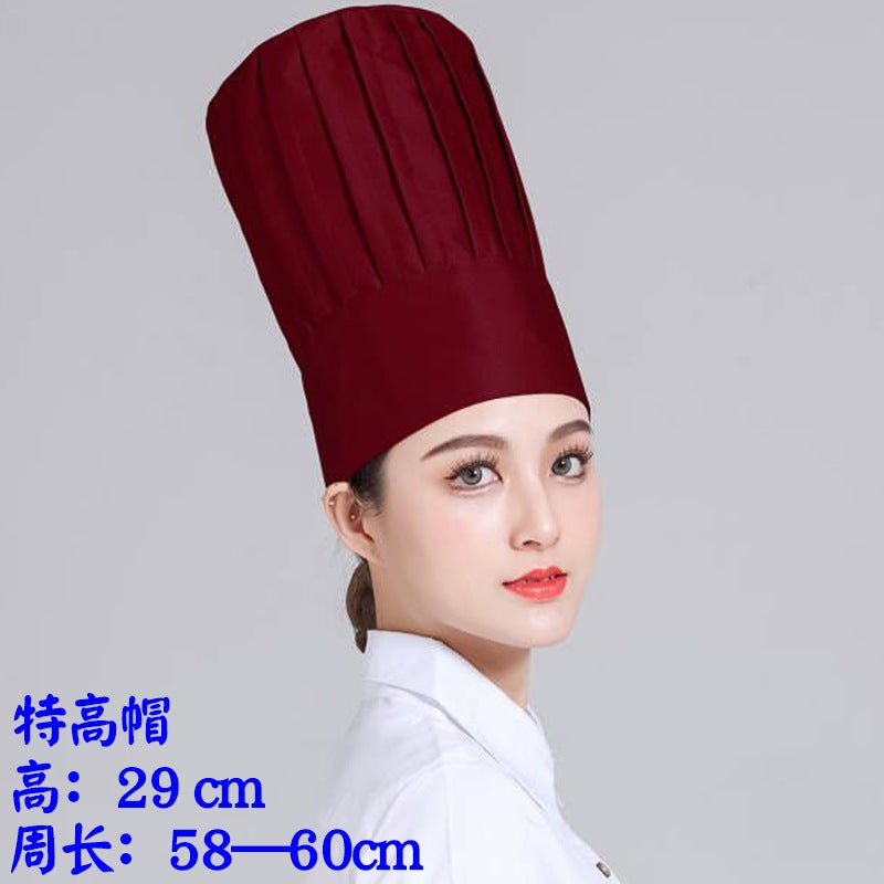 Extra High Chef Work Cap Cotton Thickened White El Chef Kitchen Mushroom Cap Western Restaurant With Elastic - Image 1