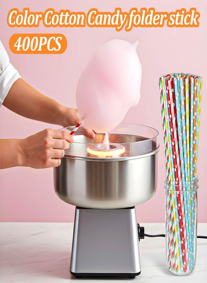 SHENLIU 400 Pieces Cotton Candy Cones, 13.8 Inch Extra Length Prevents Sticky Hands Bright Random Colors Cotton Candy Holder Stick Paper Straw Cones for Birthday Wedding Parties Events - Image 5