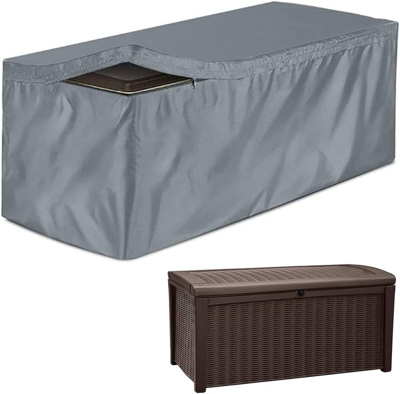 Skyour Patio Deck Box Cover Skyour Heavy Duty 420D Oxford 100% Waterproof Bench Outdoor Storage Deck Boxes Covers Garden Furniture Table Ottoman Dust Cover (Gray, M: 51x23x28in) - Image 1