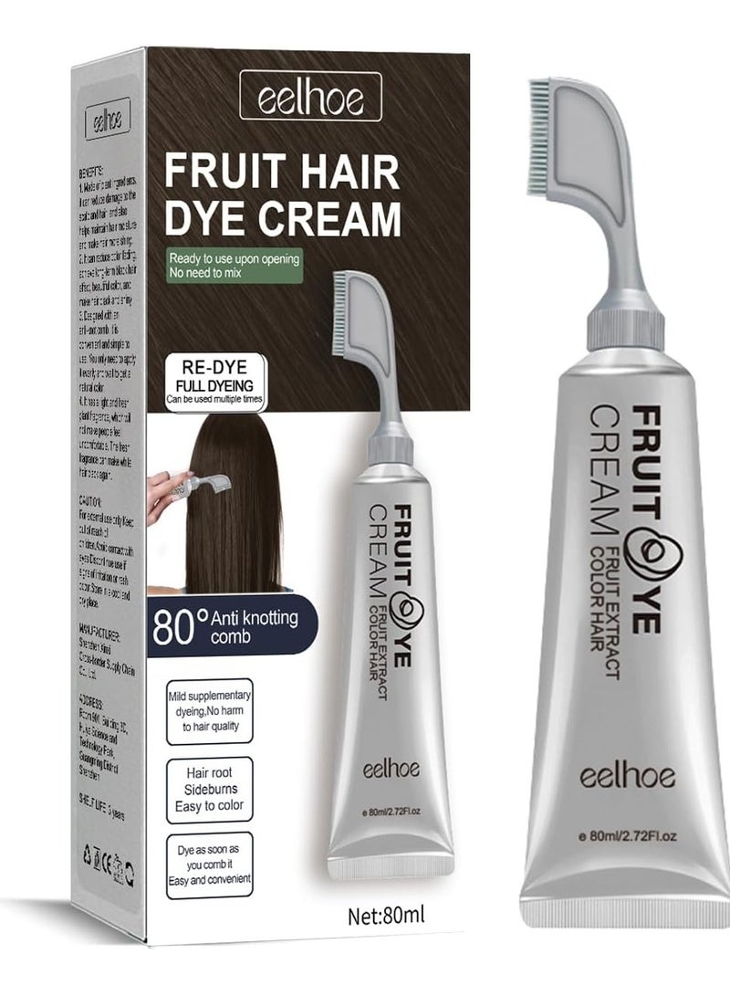 EELHOE Natural Black Fruit Dyeing Cream Black Fruit Dyeing Cream with Comb Ready To Use After Taking It Apart Plant Extract Hair Dye Natural Formula for Long-lasting Color Black - Image 1