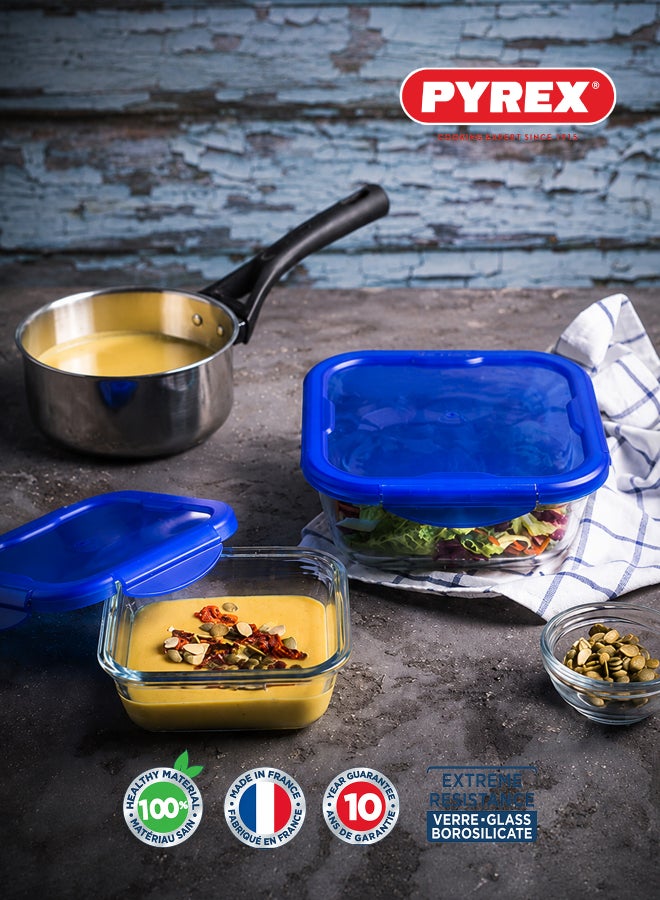 بيريكس Pyrex Cook&Go Square Storage Dish 2L with Airtight Lid, Borosilicate Glass Food Container, Freezer to Oven Safe, Leakproof Meal Prep & Food Storage Container - Image 2