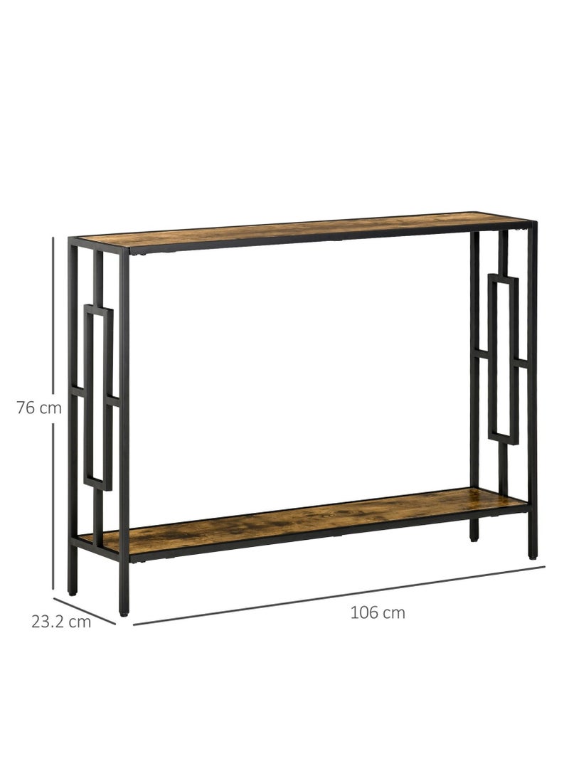 Home gallery Industrial Console Table with Storage Shelf - Brown 75X106X25 - Image 2