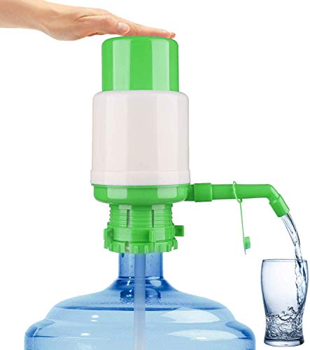 ONE250 Manual Water Bottle Pump Easy Drinking Water Pump Easy Portable Manual Hand Press Dispenser Water Pump for Universal 25 Gallon Bottle Coolers WhiteBlue