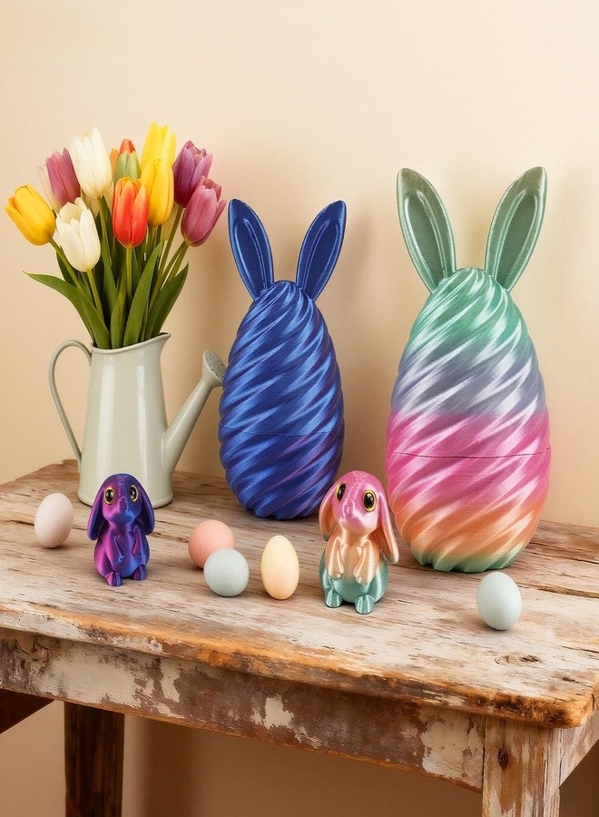 oyeftp Easter Basket Stuffers Essentials - 2 PCS 3D Printed Bunny Egg Set with Mini Cute Rabbit Inside, Surprise 3D Printed Toys, Home Office Desk Decor, Easter Decorations Gifts for Teen - Image 5