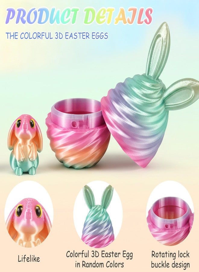 oyeftp Easter Basket Stuffers Essentials - 2 PCS 3D Printed Bunny Egg Set with Mini Cute Rabbit Inside, Surprise 3D Printed Toys, Home Office Desk Decor, Easter Decorations Gifts for Teen - Image 4