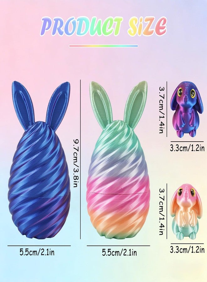oyeftp Easter Basket Stuffers Essentials - 2 PCS 3D Printed Bunny Egg Set with Mini Cute Rabbit Inside, Surprise 3D Printed Toys, Home Office Desk Decor, Easter Decorations Gifts for Teen - Image 2