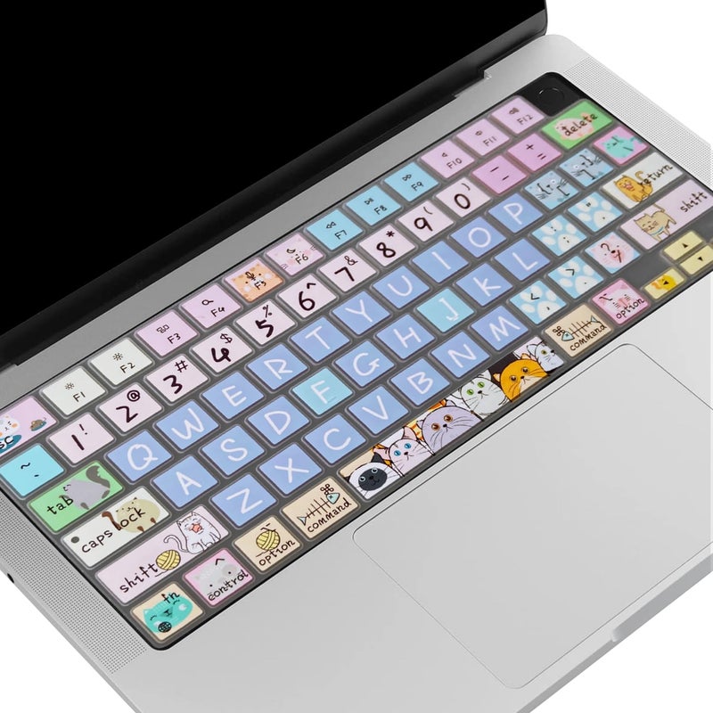 WSLUCKO Keyboard Cover Skin for 2021-2024 MacBook Pro 14/16 (A2442 A2485 A3112 A3401 A3403 A2992 A2779 A2780 A2991 A2918 M1/M2/M3 M4) & MacBook Air 13.6''/15'' (A2681 A3113 A2941 A3114),Cute Cat - Image 5