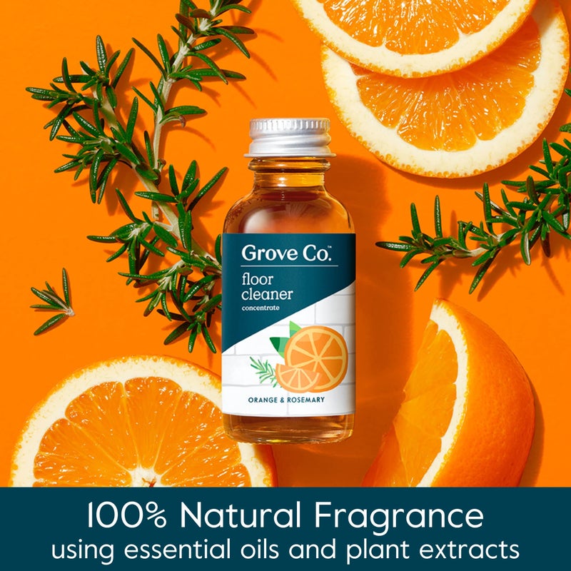 Grove Co. Floor Cleaner Refill Concentrate (6 x 1 Fl Oz) Plant-based Household Cleaning Supplies, Ammonia & Chlorine Free, No Plastic Waste, 100% Natural Orange & Rosemary Scent, 3 x 2 Pack Refills - Image 2