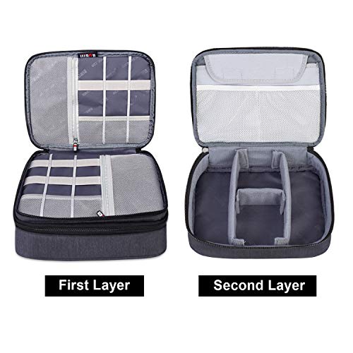 BUBM Electronic Organizer, Double Layer Travel Gear Bag for Cables, Plugs, Flash Hard Drive, Power Bank and More--a Sleeve Pouch for iPad (Large, Black) - Image 3