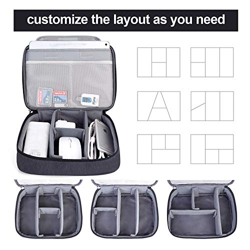 BUBM Electronic Organizer, Double Layer Travel Gear Bag for Cables, Plugs, Flash Hard Drive, Power Bank and More--a Sleeve Pouch for iPad (Large, Black) - Image 4