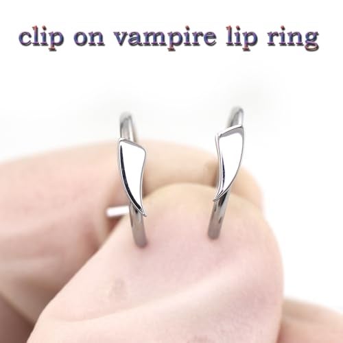 MODRSA Fake Lip Piercing Fake Lip Ring Cuffs Clip on Faux Snake Bites Hoops Non Piercings Jewelry Silver for Halloween Jewelry Clip Double Hoop - Image 5
