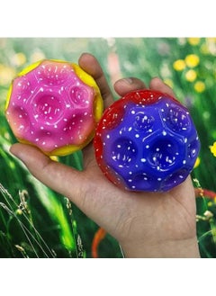 Generic A jumping bouncy ball in the shape of a planet and moon, a rubber high-jumping bouncing ball for children, multi-colored  - Image 2