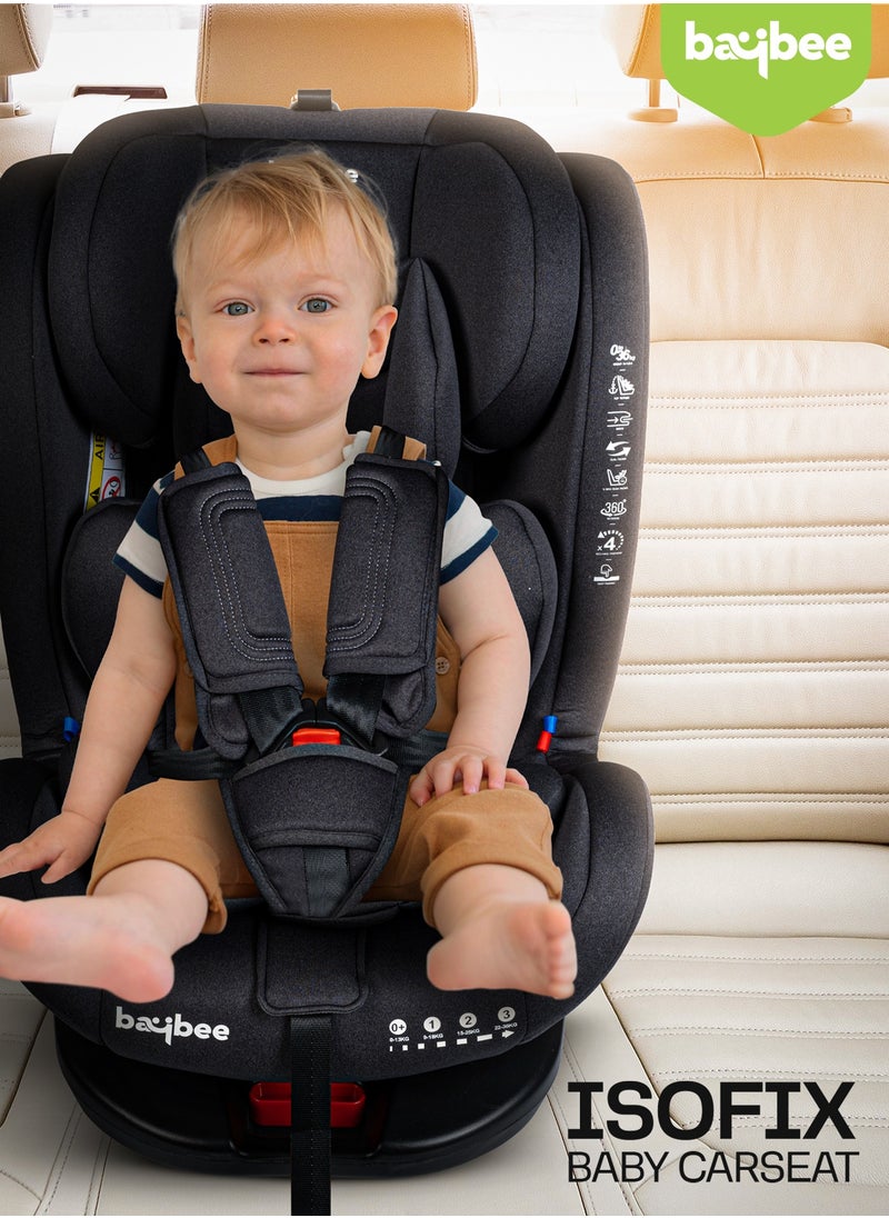 BAYBEE Convertible Car Seat for Baby 0 to 12 Years with 360° Rotatable, ISOFIX, 3 Position Recline, Headrest Adjustable ECE R44/04 Safety Certified Baby Car Seat for Toddlers Kids Boys Girls Black  - Image 2