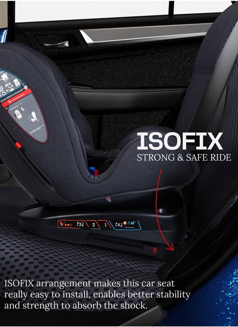 BAYBEE Convertible Car Seat for Baby 0 to 12 Years with 360° Rotatable, ISOFIX, 3 Position Recline, Headrest Adjustable ECE R44/04 Safety Certified Baby Car Seat for Toddlers Kids Boys Girls Black  - Image 4