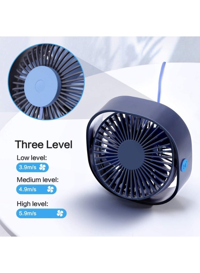 سمارت ديفل مروحة مكتب USB، مروحة محمولة بتبريد قوي بثلاث سرعات، مروحة شخصية صغيرة فائقة الهدوء لسطح المكتب والمنزل والمكتب والسيارة والسفر في الهواء الطلق، مروحة صغيرة تدور 360 درجة للمكتب - Image 3