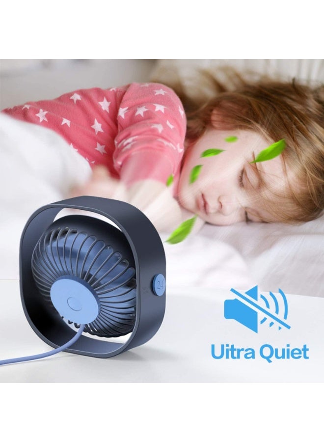 سمارت ديفل مروحة مكتب USB، مروحة محمولة بتبريد قوي بثلاث سرعات، مروحة شخصية صغيرة فائقة الهدوء لسطح المكتب والمنزل والمكتب والسيارة والسفر في الهواء الطلق، مروحة صغيرة تدور 360 درجة للمكتب - Image 4