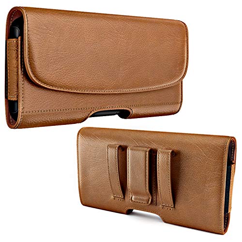PiTau Holster for iPhone SE 8 7 6 6s, Cell Phone Belt Holder with Clip for Men, Fits Smartphone with Case On, Cellphone Cover with ID Card Pouch, Brown- Small - Image 5