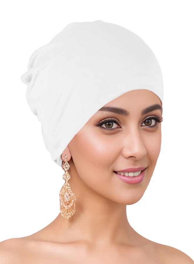 GUSGU 4pcs Stretchy Turban Beanie for Women Polyester Stretch Head Scarf Beanie Skull Cover Cap Headwrap Headwear, Assorted Colors - Image 3