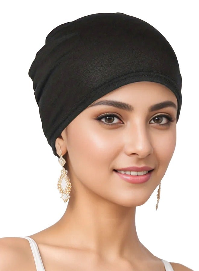 GUSGU 4pcs Stretchy Turban Beanie for Women Polyester Stretch Head Scarf Beanie Skull Cover Cap Headwrap Headwear, Assorted Colors - Image 4