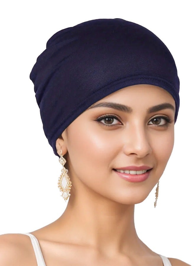 GUSGU 4pcs Stretchy Turban Beanie for Women Polyester Stretch Head Scarf Beanie Skull Cover Cap Headwrap Headwear, Assorted Colors - Image 5