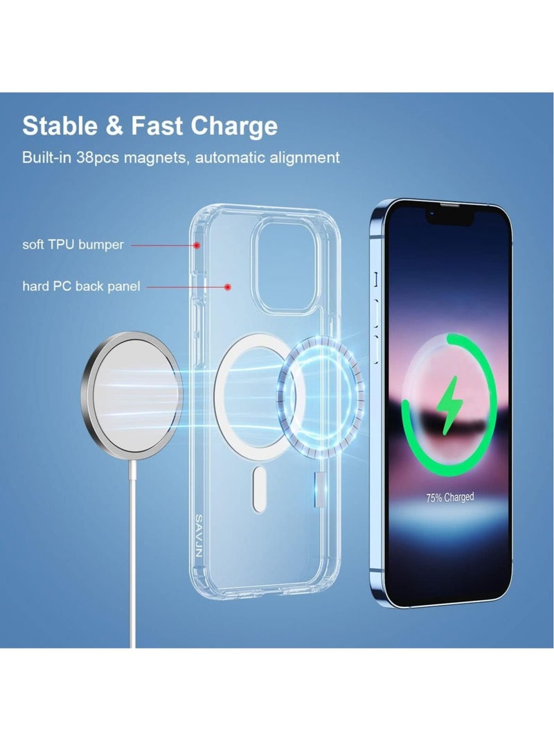 ELTRAZONE Magnetic iPhone 13 Pro Max 6.7 Inch Case Clear TPU Transparent with Shock Absorption Proof Anti Scratch Resistant Bumper Protective Crystal Cover - Image 3