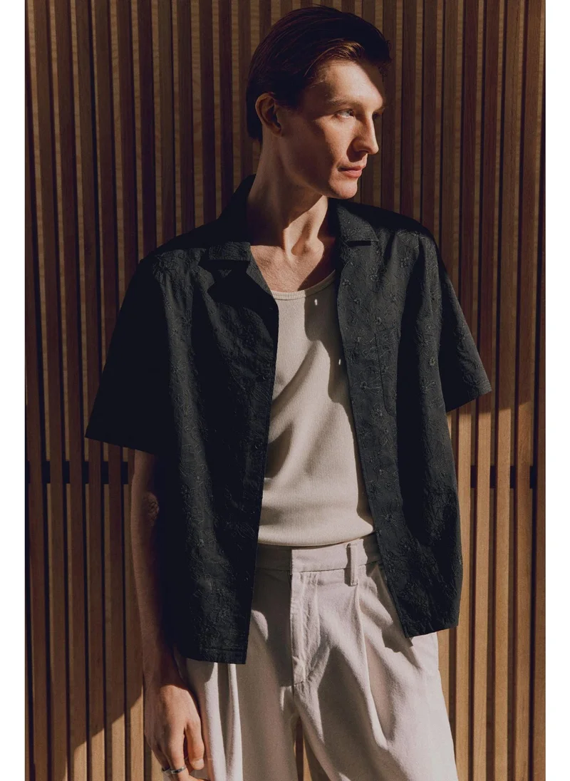 H&M Regular Fit Embroidered resort shirt