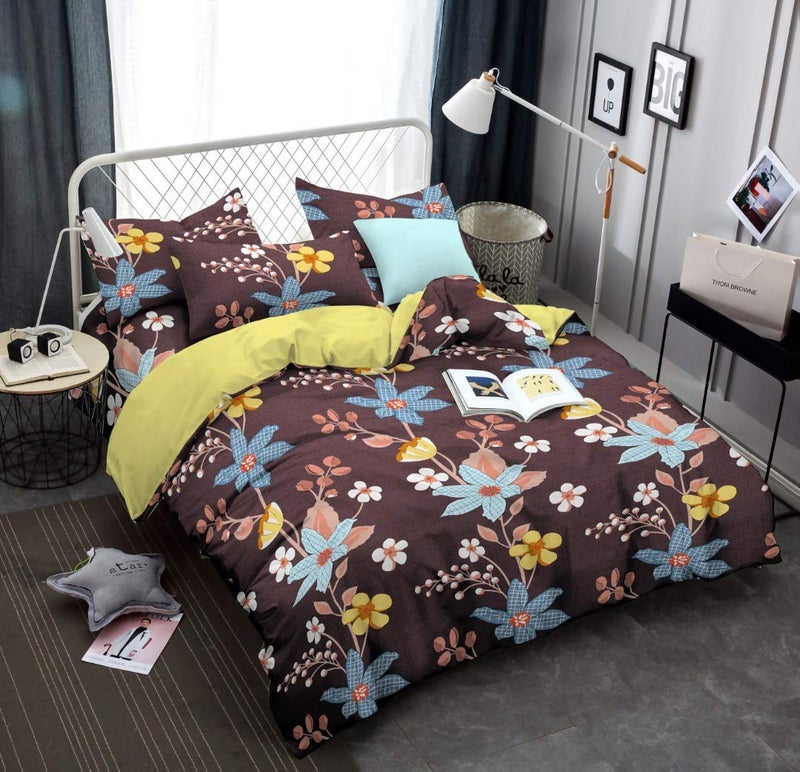 MOSHO 180 TC Polycotton Bed Sheet for Double Bed with 2 Pillow Covers Floral Print (J) - Image 1