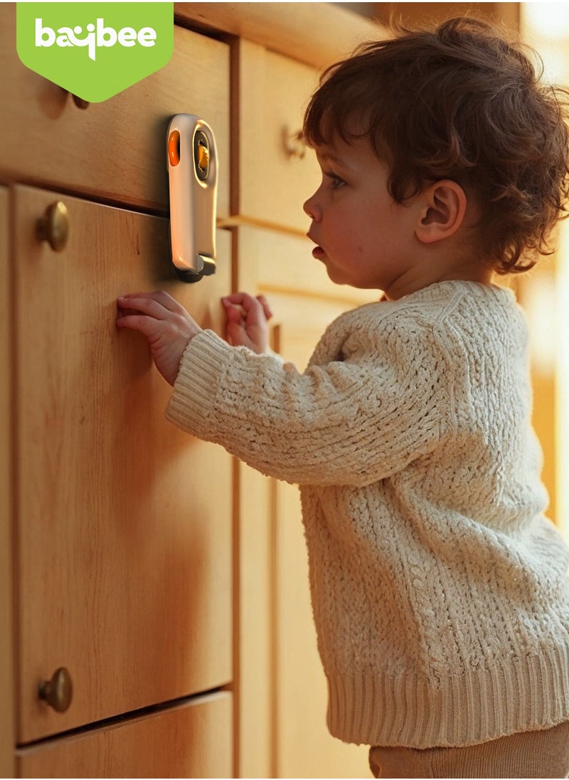 BAYBEE Baybee 2 Pcs Baby Safety Lock for Kids, Door Stopper for Baby Proofing Products with 3M Adhesive, Child Safety Locks for Drawers, Fridge,Cupboard,Cabinet Lock for Infants (Beige)  - Image 2