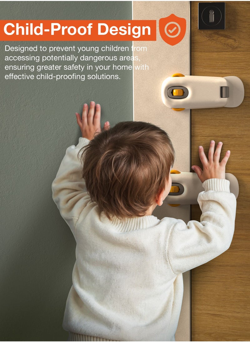 BAYBEE Baybee 2 Pcs Baby Safety Lock for Kids, Door Stopper for Baby Proofing Products with 3M Adhesive, Child Safety Locks for Drawers, Fridge,Cupboard,Cabinet Lock for Infants (Beige)  - Image 3