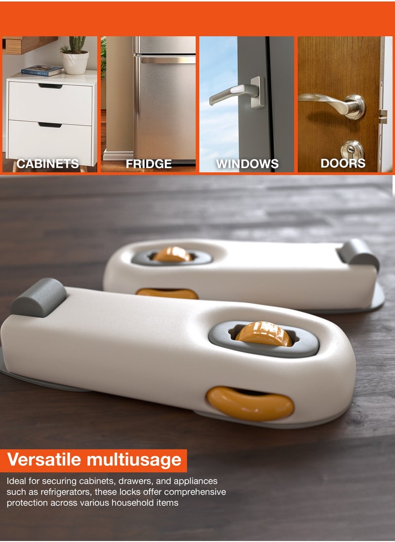 BAYBEE Baybee 2 Pcs Baby Safety Lock for Kids, Door Stopper for Baby Proofing Products with 3M Adhesive, Child Safety Locks for Drawers, Fridge,Cupboard,Cabinet Lock for Infants (Beige)  - Image 5