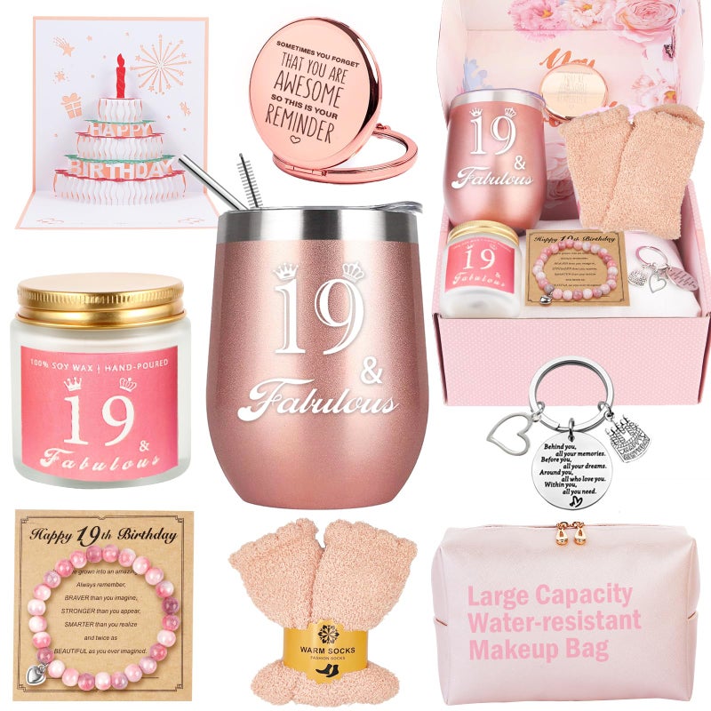 Awfrky 19th Birthday Gifts For Girls Happy 19th 19 Year Old Girl Birthday Basket Gifts Box for Best Friends Female Daughter Sister Her Girlfriend Coworker Bestie Women Birthday Unique - Image 2