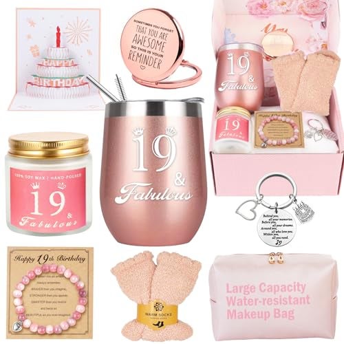 Awfrky 19th Birthday Gifts For Girls Happy 19th 19 Year Old Girl Birthday Basket Gifts Box for Best Friends Female Daughter Sister Her Girlfriend Coworker Bestie Women Birthday Unique - Image 1