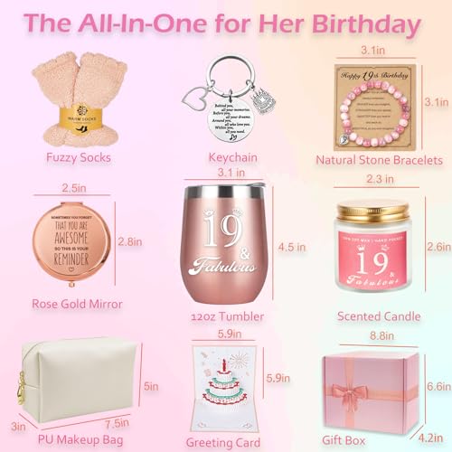 Awfrky 19th Birthday Gifts For Girls Happy 19th 19 Year Old Girl Birthday Basket Gifts Box for Best Friends Female Daughter Sister Her Girlfriend Coworker Bestie Women Birthday Unique - Image 3