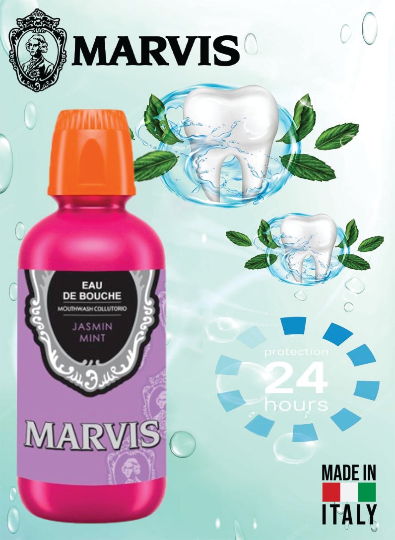 Marvis غسول فم الياسمين والنعناع – شطف فم زهري بالنعناع لنفس منعش وإحساس نظيف 400 مل - Image 2