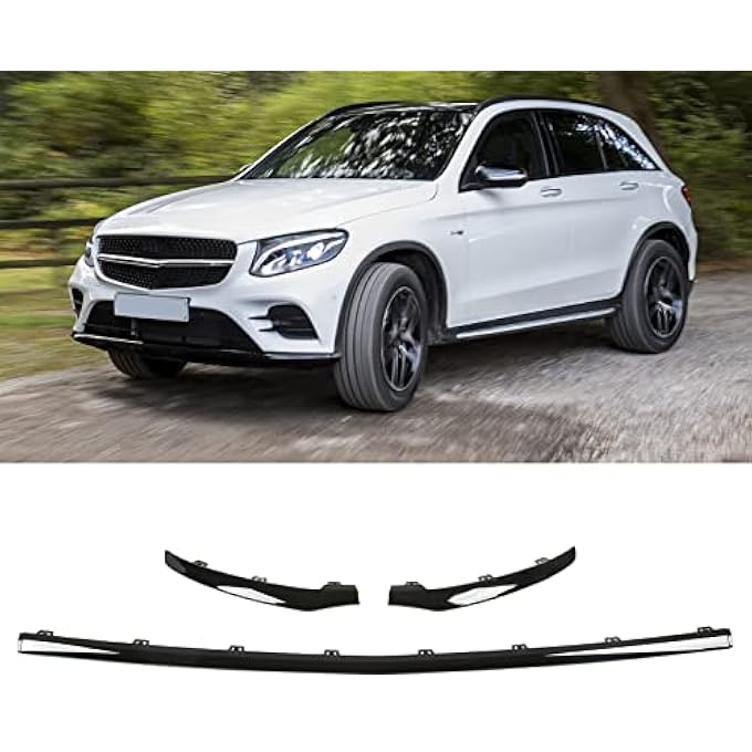 Brilluxa تقليم الصدام، تشكيل الحواف، 3 قطع لامعة سوداء متوافقة مع مرسيدس GLC Class X253 C253 AMG Line قبل التحديث 2016-2019 - Image 3