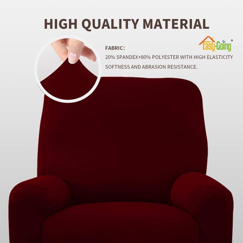 Easy-Going 4 Pieces Microfiber Stretch Recliner Slipcover â€“ Spandex Soft Fitted Sofa Couch Cover, Washable Furniture Protector with Elastic Bottom for Kids, Pet(Recliner, Wine) - Image 3