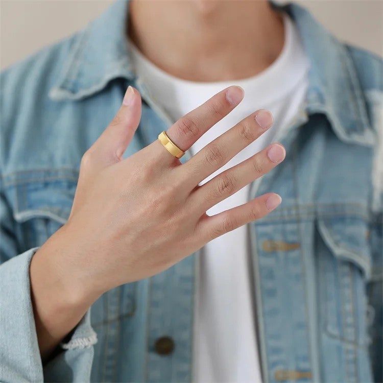 Bluejw Men's Gold Plated Tungsten Steel Ring – Fashion Jewelry for Anniversary Gift, Durable & Stylish Wedding Band - Image 3