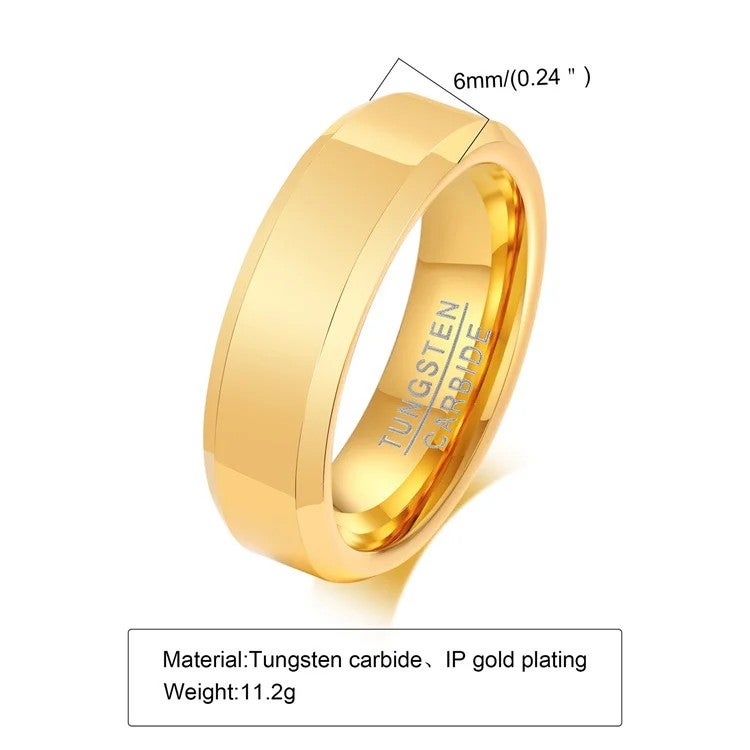 Bluejw Men's Gold Plated Tungsten Steel Ring – Fashion Jewelry for Anniversary Gift, Durable & Stylish Wedding Band - Image 1