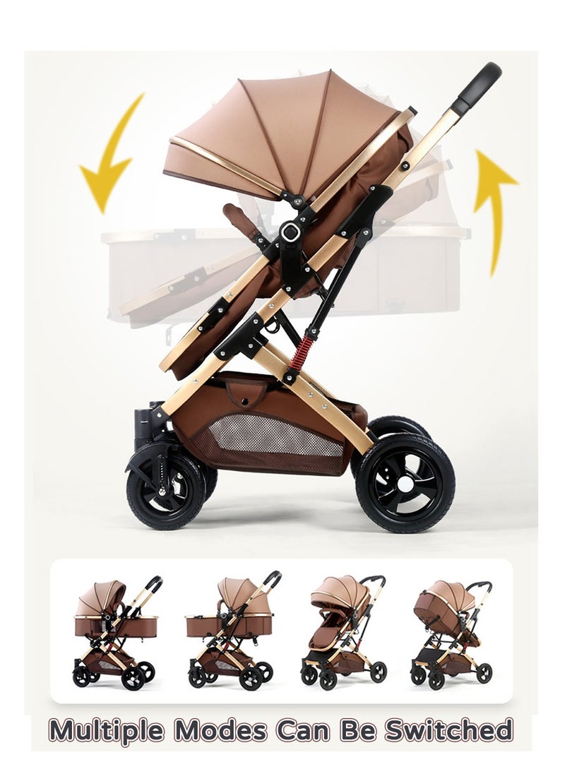 Moovant 3-in-1 Lightweight Baby Stroller, Multifunctional Travel Cabin High Landscape Infant Stroller, Foldable Aluminum Alloy Pushchair Adjustable Backrest Anti-Shock Trolley  - Image 4