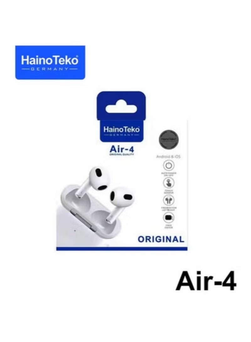 Haino Teko Air 4 Wireless Bluetooth Earphones with High Bass Stereo Sound – Multifunctional Touch Control, Fast Auto Pairing, Long Battery Life – Lightweight & Comfortable Design – Compatible with All Smartphones, Tablets & Bluetooth Devices - Image 4