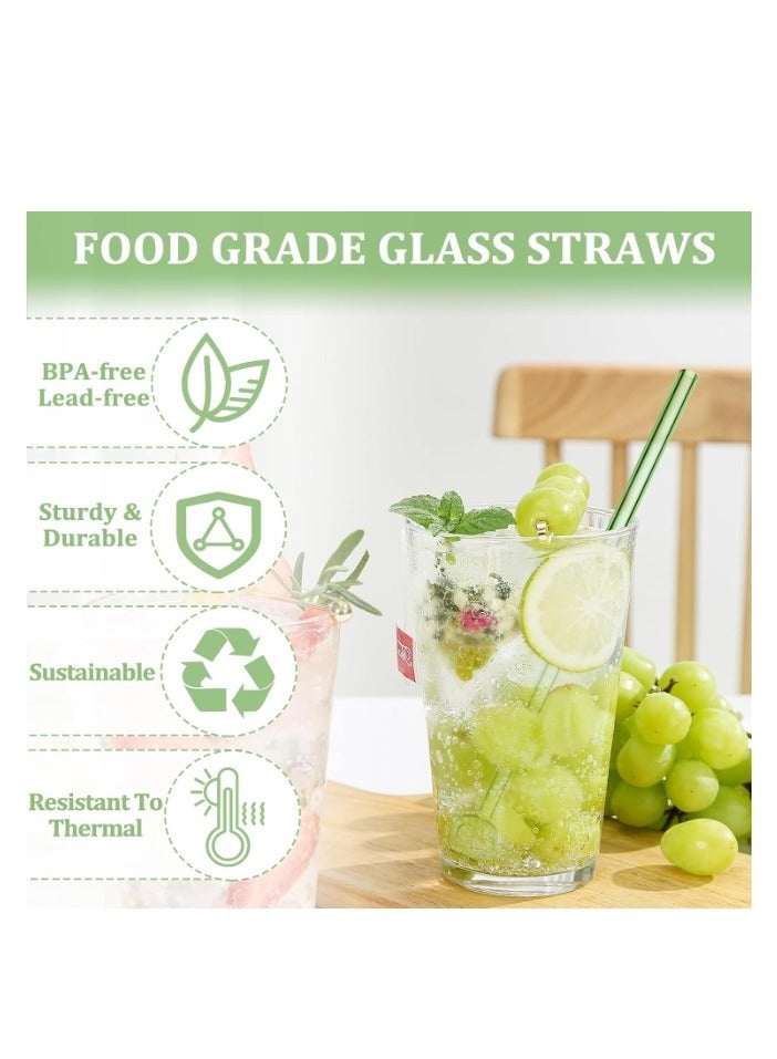 OASIS-TH Glass Straws Shatter Resistant, Glass Straw Reusable with Cleaning Brush, 10 Inch Cocktail Drinking Straws Perfect for Milkshake, Smoothies, Coffee, Juice-Dishwasher Safe 8 Pcs Colorful 1 Pcs Brush  - Image 3