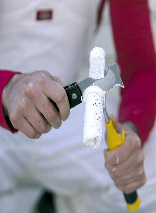 هايد أداة دهان هايد ثنائية الشفرات قابلة للطي 5 في 1 من الفولاذ المقاوم للصدأ، قابلة للطي والإغلاق، مرنة 1-1/2 بوصة، تنظف الأسطوانات، وتنشر المركب، وتخدش، وتنظف الشقوق، وتفتح العلب والصناديق، باللون الأسود - Image 5