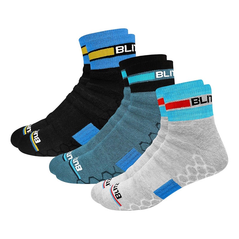 BLITZSOX Hi-Tech Performance Sports Socks for Men (Badminton, Running, Gym & Indoor Training), Pack of 3 - Image 1